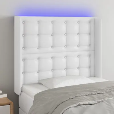 Immagine prodotto di vidaXL Testiera LED bianca 93x16x118/128 cm in Pelle finta - Testiera LED - Testiere LED - Testiera - Testiera letto