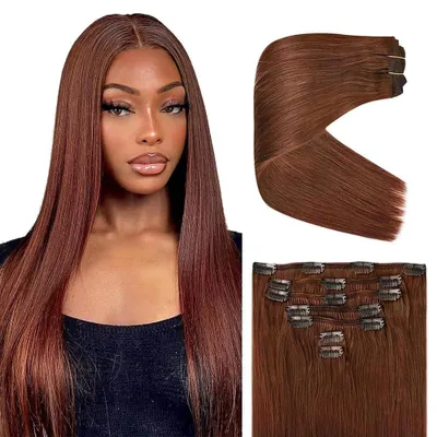 Imagen del producto de Extensiones de pelo natural, lisas, de 66 cm, con 7 piezas, para el cabello
