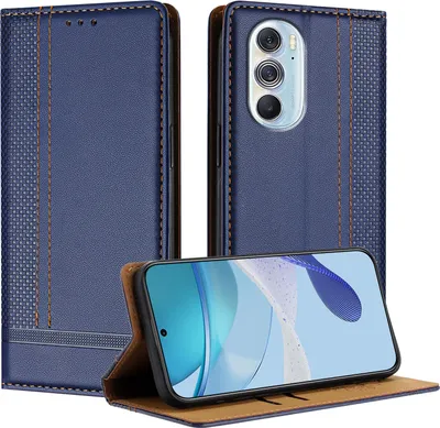 Image de Etui pour Motorola Edge 30 Pro étui en cuir avec fonction stand bleu