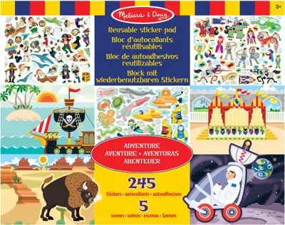 Produktbild von Melissa & Doug Wiederverwendbare Stickerbücher Abendteuer | Reiseaktivitäten für Kleinkinder | Wiederverwendbare Sticker ideal für unterwegs im Auto oder Flugzeug |Kinderbücher Alter 3-4 Jahre