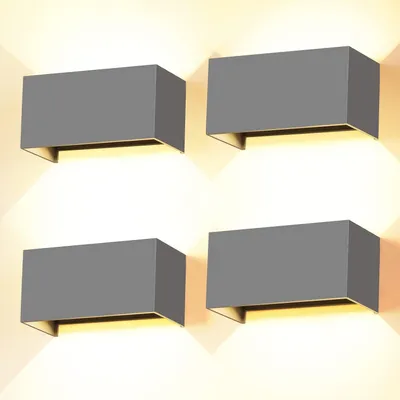 Obrázok produktu pre Nástenné LED svietidlo 4 ks sivé IP65 3000K 24 W hore dole nastaviteľné