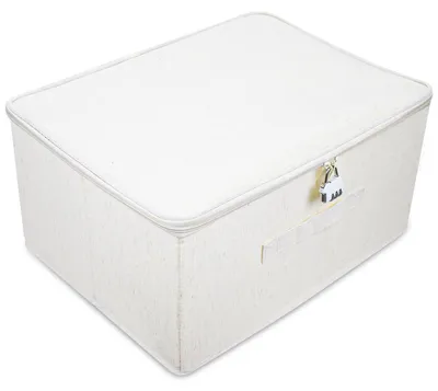 Verschließbare Aufbewahrungsbox, faltbar, Beige, 40x30x21 cm