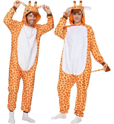 Produktbild von Plüsch Pyjama Jumpsuit Giraffe Kostüm Orange Größe L