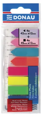 Produktbild von DONAU Haftstreifen/Haftmarker, PP, 12 x 45 mm/12 x 42 mm, Rechteckform/Pfeilform, 5x25 Stück, verschiedene Farben
