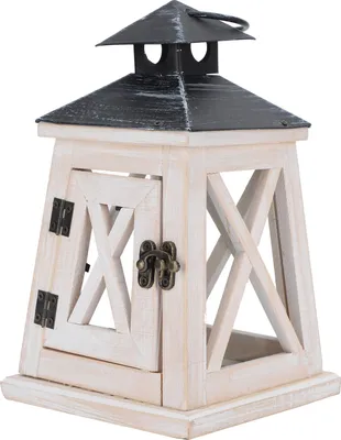 Image de Lanterne vintage en bois à suspendre, bougeoir pour l'intérieur et l'extérieur, ornement décoratif