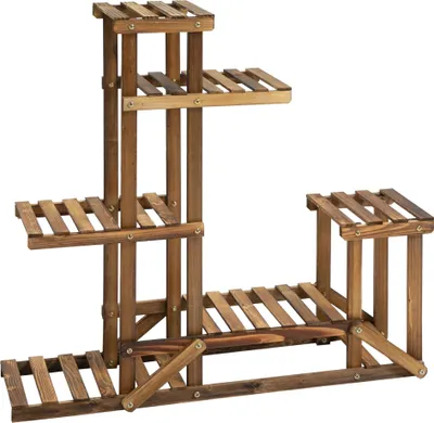 Image de Présentoir à fleurs - Étagère à plantes en bois - 6 niveaux - 95 x 28 x 96,5 cm