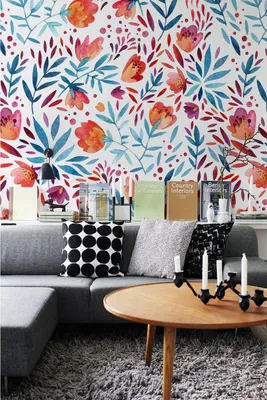 Produktbild von Coloray Fototapete 250x104 cm Latextapete Magicstick - Vintage Mohnblumenblumenblumen