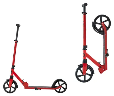 Produktbild von SucceBuy Scooter (2 Räder) für Kinder ab 8 Jahren, Cityroller Kinderroller Straßenroller mit verstellbarem Lenker & rutschfestem Deck, klappbarer Tretroller bis zu 100 kg, Schwarz + Rot