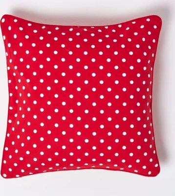 Obrázek produktu pro HOMESCAPES Povlak na polštář v červené barvě s puntíky, 100% bavlna, 45 x 45 cm