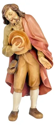 Hirte mit Holz-Hut, 9 cm, handbemalt, Krippenfigur