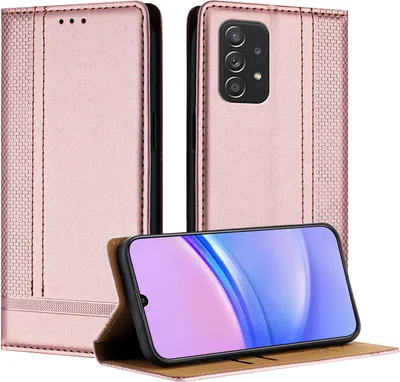 Produktbild von Handyhülle für Samsung Galaxy A52s A52 5G/4G Leder Flip Klappbare Schutzhülle mit Standfunktion Pink