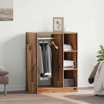 Obrázok produktu pre Skriňa s policami z recyklovaného dreva, 77 x 48 x 102 cm. Drevená skriňa s policami, vhodná ako šatníková skriňa alebo úložný priestor do spálne alebo chodby