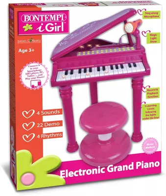 Immagine prodotto di Pianoforte elettronico giocattolo Bontempi con microfono rosa per bambini