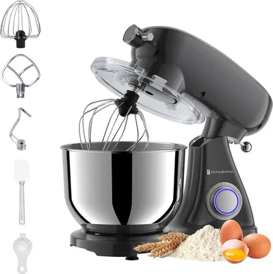 Produktbild von KitchenBrothers Küchenroboter - Küchenmaschine - 6,2L Rührschüssel - 1800W - Küchenmixer - Aluminium - Anthrazit