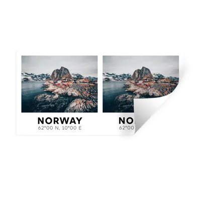 Produktbild von MuchoWow® Wandtattoo Wandsticker Wandaufkleber Norwegen - Skandinavien - Bergen - Winter 80x40 cm Selbstklebend und Repositionierbar - Aufkleber