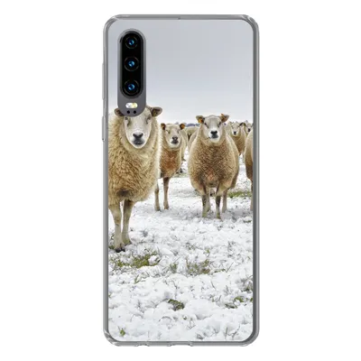 Produktbild von MuchoWow® Handyhülle Schutzhülle Hülle für Huawei P30 Schafe - Wolle - Schnee Silikon Softcase Handy Hülle - Kartenbesitzer