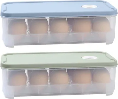 Produktbild von DigiRigi® Eierbox 2er-Set – stapelbarer Eierbehälter mit Deckel aus Polypropylen (Polypropeen), Kühlschrank- und Transportbox für 10 Eier