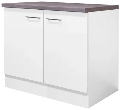 Produktbild von Flex Well Spülenschrank Varo BxTxH 100 x 60 x 86 cm weiß matt zerlegt Anschlag links rechts 00011053