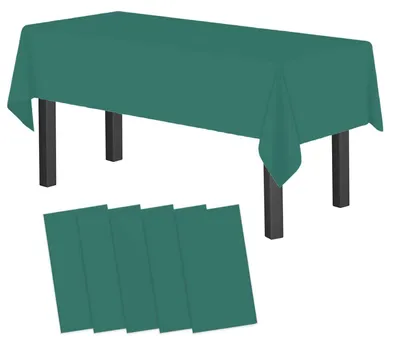 Obrázok produktu pre Jednorazové plastové obrusy, tmavozelená farba, 5 kusov, rozmer 137x274 cm, vodeodolné, umývateľné