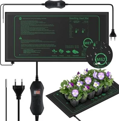 Image de Tapis chauffant pour plantes - avec thermostat - 25 x 52 cm - 50 W - étanche - Tapis de culture - Tapis chauffant pour plantes - Tapis de culture - Tapis de culture pour plantes - Tapis de culture
