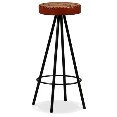 Image de vidaXL Tabouret de bar 2 pcs. Cuir véritable