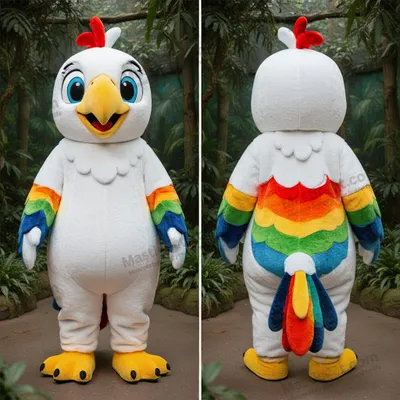 Produktbild von Weißer MASTICOT flauschiger Papageien-Maskottchen