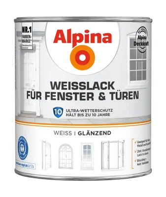 Produktbild von Alpina Weißlack für Fenster & Türen 2 L weiß glänzend