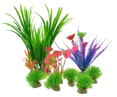 Produktbild von Kunstpflanzen für Aquarien – Set mit 3 Stück – Dekorativer Wasserpflanzenschmuck