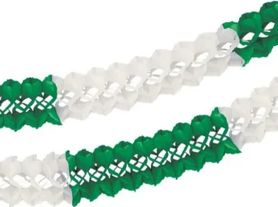 Produktbild von Papstar Papiergirlande (Großraum) Ø 16 cm · 10 m grün/weiß schwer entflammbar, 5 Stück