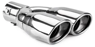 Immagine prodotto di Scarico ovale a doppio tubo, in acciaio inossidabile, con collegamento a morsetto, adatto per tubi da 38-48 mm