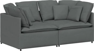 Produktbild von vidaXL Modulares Sofa mit Kissen Stoff Dunkelgrau