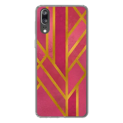 Produktbild von MuchoWow® Handyhülle Schutzhülle Hülle für Huawei P20 Gold - Rosa - Geometrisch Silikon Softcase Handy Hülle - Hardcover