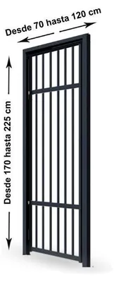 Produktbild von Türgitter ausziehbar 70–120 × 170–225 cm Schwarz – Einbruchschutz Sicherheitsgitter für Türen aus verzinktem Stahl, verstellbar