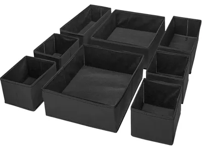 Produktbild von Aufbewahrungsbox Stoff 8er Set Schubladen-Organizer faltbar Schwarz