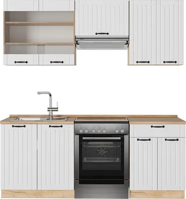 Immagine prodotto di Cucina componibile Vicco Fame-Line Bianco rustico 200 cm , PL Rovere, Model 57124
