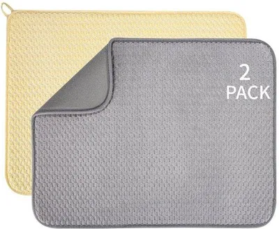 Produktbild von Ibenzoa® 2er-Set Abtropfmatten aus Microfaser 38 x 50 cm für Geschirr & Arbeitsfläche, saugfähig, rutschfest, hitzebeständig
