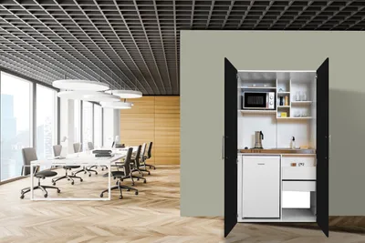 Produktbild von Küche Büroküche Miniküche Singleküche Weiß Schwarz Peter 104 cm Respekta