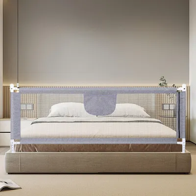 Produktbild von Baby Bettgitter 200cm Kinderbettgitter Rausfallschutz Bettschutzgitter Sicherheitsschutz für Kinder ab 0-10Jahren Grau