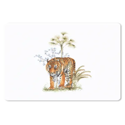 Produktbild von MuchoWow® Mauspad Mousepad Tiger - Pflanze - Weiß 27x18 cm - Mousepads - Maus Mat - Pad - Mausunterlage - Büroartikel - Desk Matten