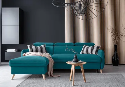 Produktbild von MIUFORM Sweet Harmony - Ecksofa mit Bettfunktion und Bettkasten L-FORM LINKS - 228x162cm - Velours Türkis - Sofa Schlafsofa Couch