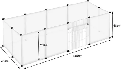 Image de YARDIN Enclos pour lapins avec porte Enclos pour cochons d'Inde Enclos pour petits animaux Enclos pour lapins, clôture en fer Extensible 145x75x48 cm(blanc translucide)