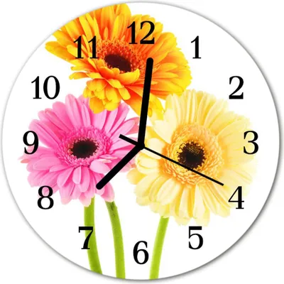 Produktbild von Glasuhr Wanduhr Küchenuhr Echt-Glas 30fi cm Blumen mehrfarbig