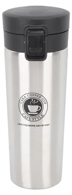 Isolierte Kaffeetasse aus Edelstahl, 500 ml, mit Druckknopfdeckel
