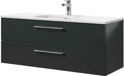 Produktbild von Pelipal Badmöbel-Set Sunline 121 BxHxT 121 x 50 x 46 cm Frontfarbe anthrazit mit Mineralguss-Waschtisch und Waschtischun