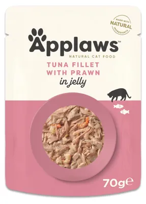 Productafbeelding van Applaws Natuurlijk natvoer voor katten, in zakjes, tonijn met garnalen, in graanvrije vorm
