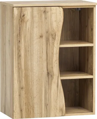 Produktbild von Waschbeckenunterschrank "Kaprun" aus MDF in wotaneiche mit einer Tür und 4 Einlegeböden. Abmessungen (B/H/T) 60x79x35 cm