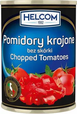Productafbeelding van Helcom, geschilde en gehakte tomaten, 400 gram