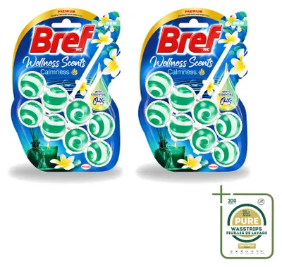 Produktbild von 2 x Bref Wellness Scents Calmness WC-Stein - 4-in-1 Formel - Vorratspackung - 2 Stücke