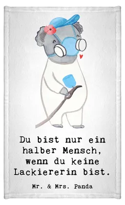 Produktbild von Mr. & Mrs. Panda Handtuch Lackiererin Herz - Weiß - Geschenk, Ausbildung, Spruch, Gäste-WC, Lustig, Gesellenprüfung, Klein, Frotteehandtuch, Gästetuch, Witzig, Kleines
