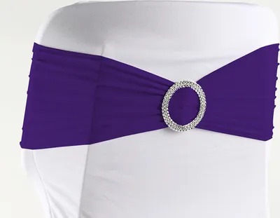 Produktbild von Stuhlschleifen Stretch, Lila - elastische Schleifenbänder mit Schnalle